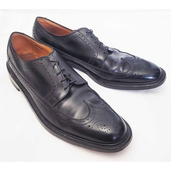 Vintage Florsheim Mens Wingtip Oxford Dress Shoes Black Leather 4 Nail. 11.5 B - Picture 3 of 12